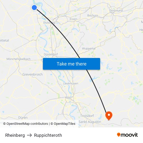 Rheinberg to Ruppichteroth map