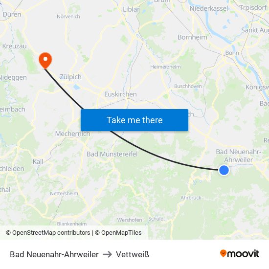 Bad Neuenahr-Ahrweiler to Vettweiß map