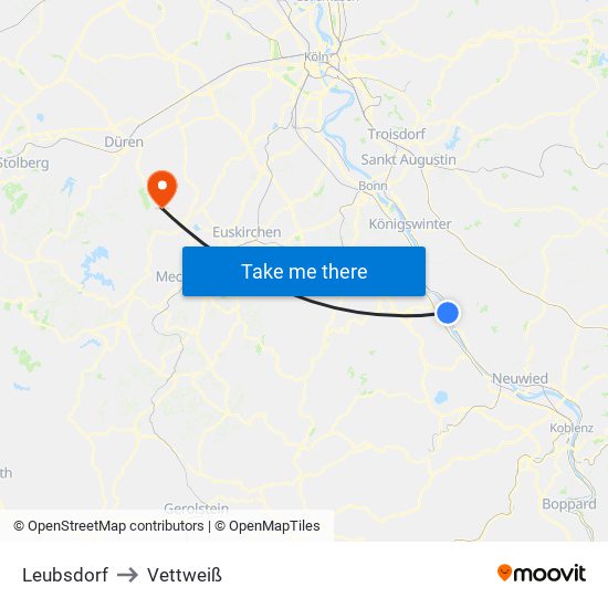 Leubsdorf to Vettweiß map