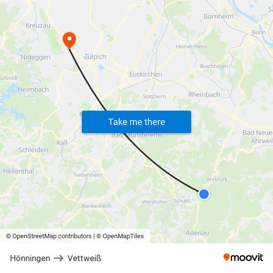 Hönningen to Vettweiß map