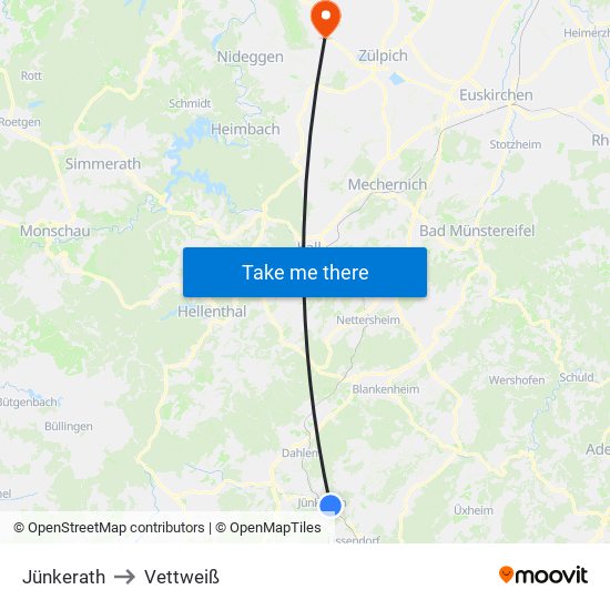 Jünkerath to Vettweiß map