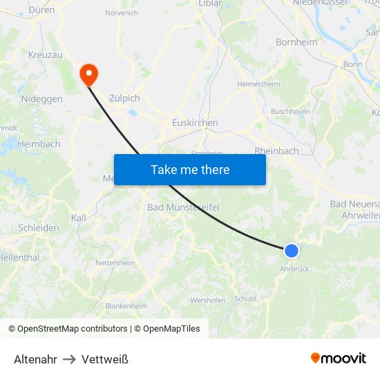 Altenahr to Vettweiß map
