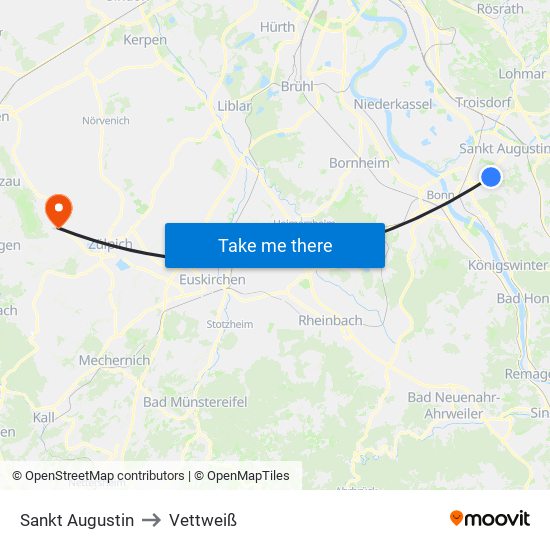 Sankt Augustin to Vettweiß map