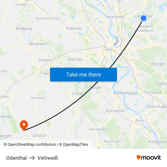 Odenthal to Vettweiß map