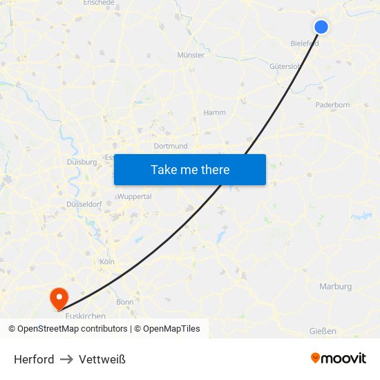 Herford to Vettweiß map