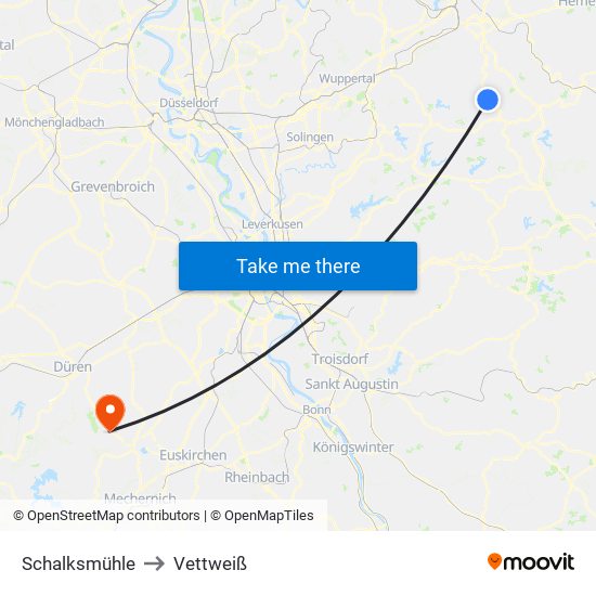 Schalksmühle to Vettweiß map