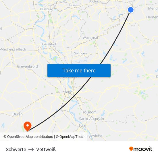 Schwerte to Vettweiß map