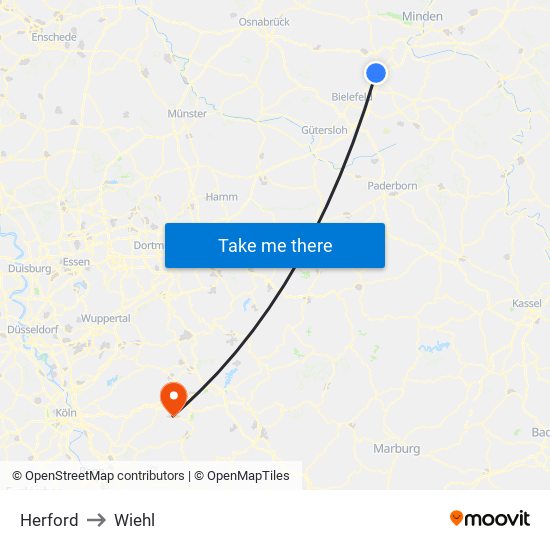 Herford to Wiehl map