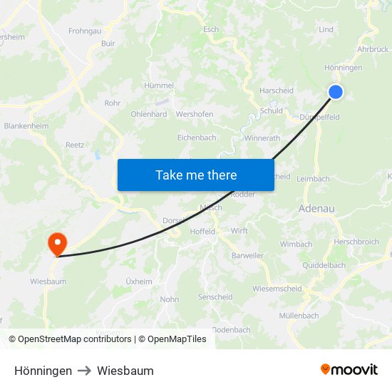 Hönningen to Wiesbaum map