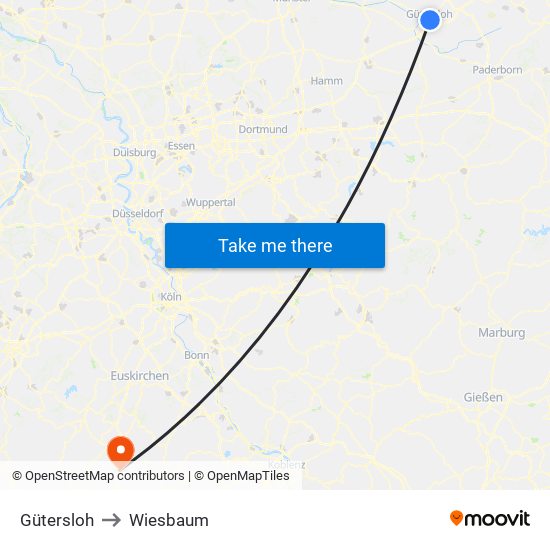 Gütersloh to Wiesbaum map