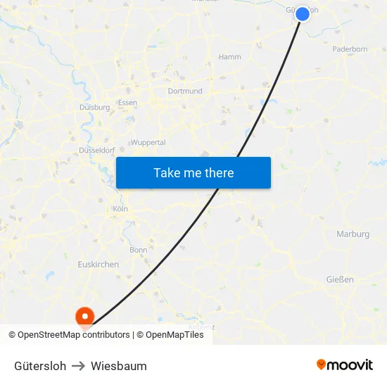Gütersloh to Wiesbaum map