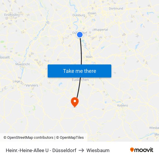 Heinr.-Heine-Allee U - Düsseldorf to Wiesbaum map