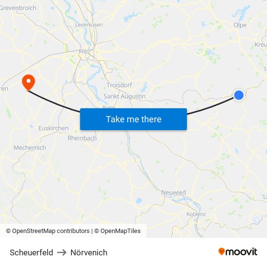 Scheuerfeld to Nörvenich map