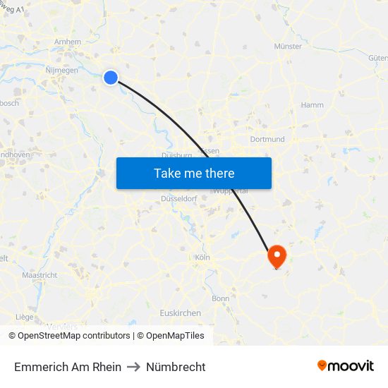 Emmerich Am Rhein to Nümbrecht map