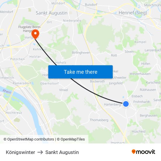 Königswinter to Sankt Augustin map