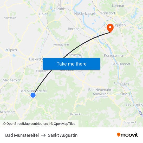 Bad Münstereifel to Sankt Augustin map