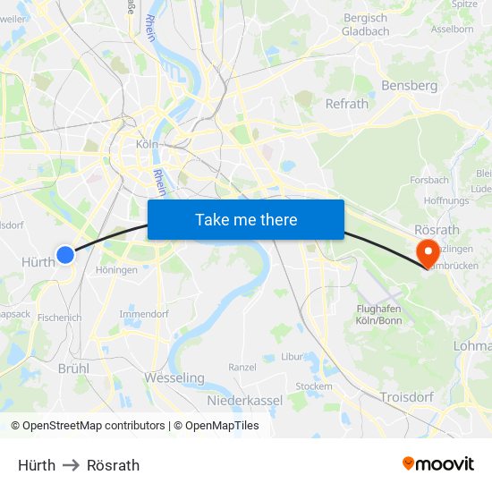 Hürth to Rösrath map