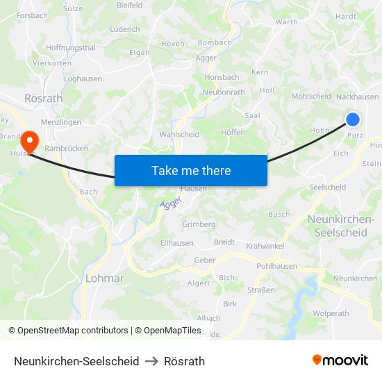 Neunkirchen-Seelscheid to Rösrath map