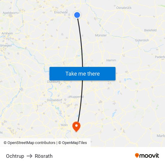 Ochtrup to Rösrath map