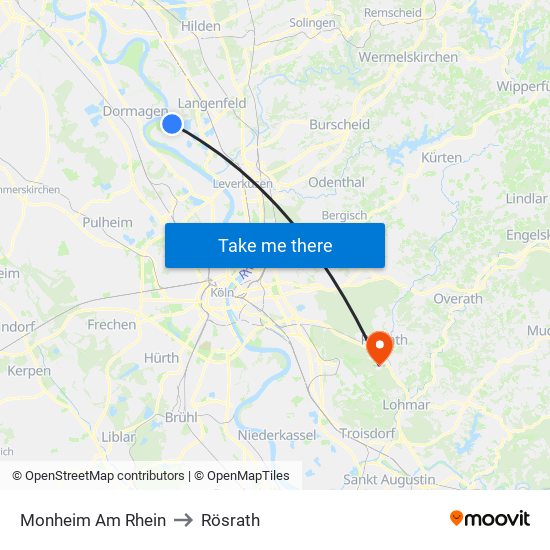 Monheim Am Rhein to Rösrath map