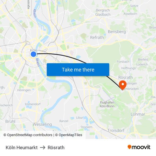 Köln Heumarkt to Rösrath map