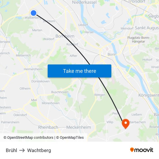 Brühl to Wachtberg map