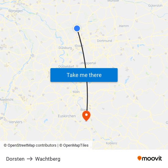 Dorsten to Wachtberg map