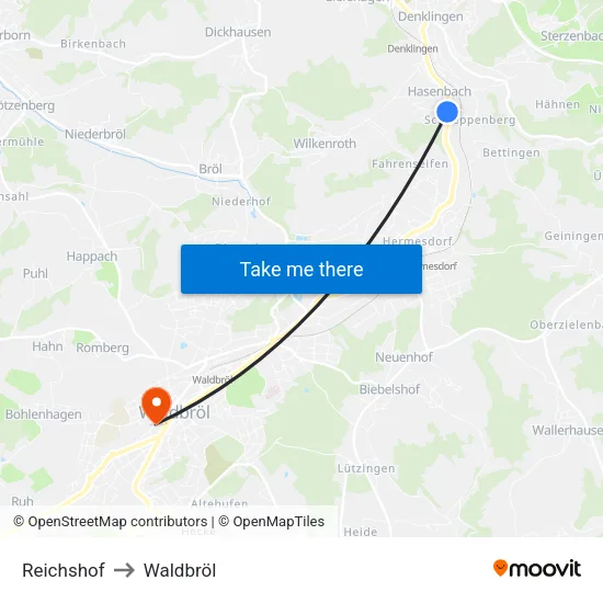 Reichshof to Waldbröl map