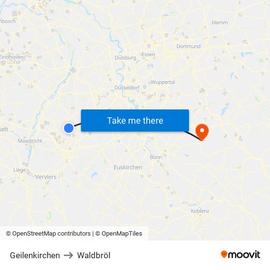 Geilenkirchen to Waldbröl map