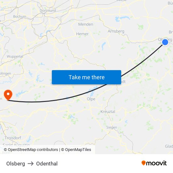 Olsberg to Odenthal map