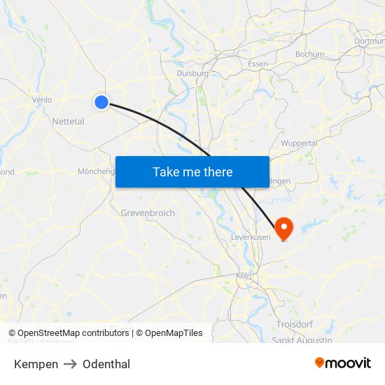 Kempen to Odenthal map