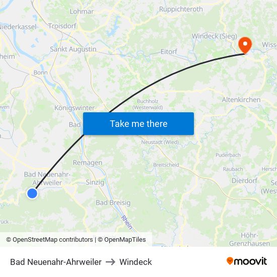 Bad Neuenahr-Ahrweiler to Windeck map