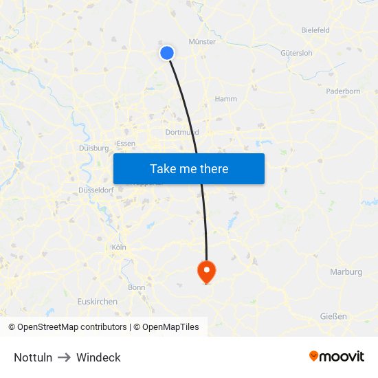 Nottuln to Windeck map