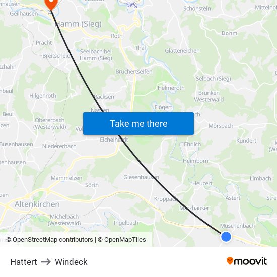 Hattert to Windeck map