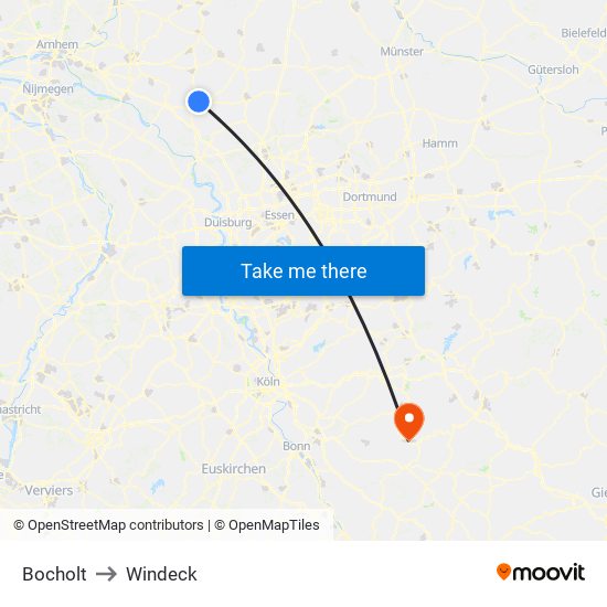 Bocholt to Windeck map