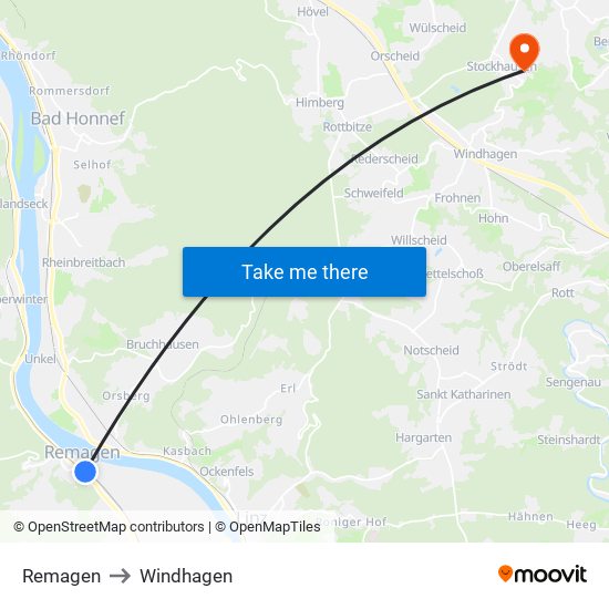 Remagen to Windhagen map