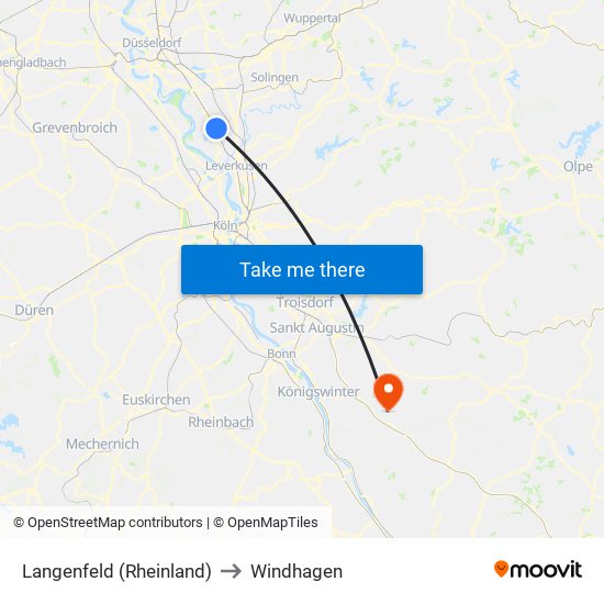 Langenfeld (Rheinland) to Windhagen map