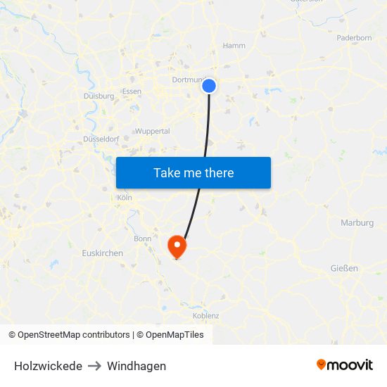 Holzwickede to Windhagen map