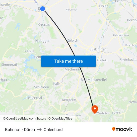 Bahnhof - Düren to Ohlenhard map