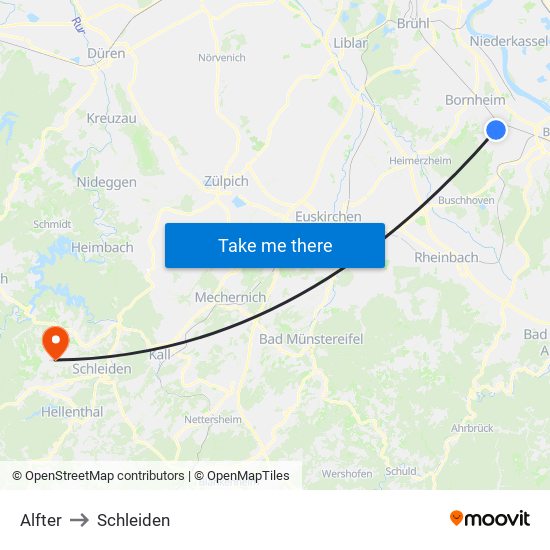 Alfter to Schleiden map