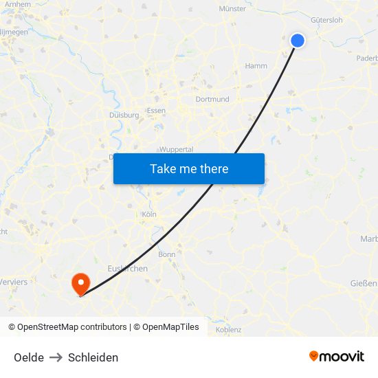 Oelde to Schleiden map