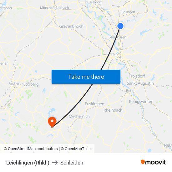 Leichlingen (Rhld.) to Schleiden map