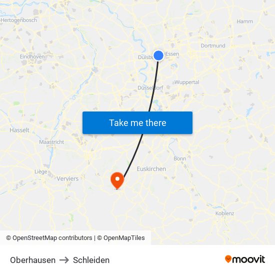Oberhausen to Schleiden map
