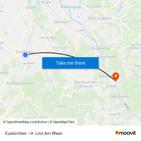 Euskirchen to Linz Am Rhein map