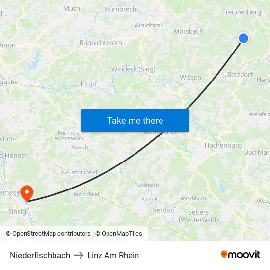 Niederfischbach to Linz Am Rhein map