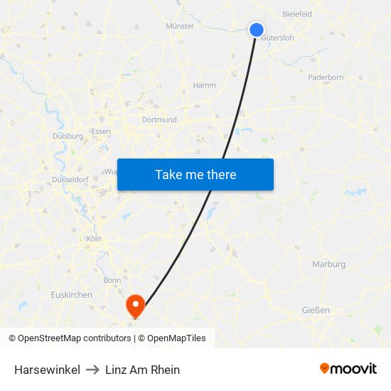 Harsewinkel to Linz Am Rhein map