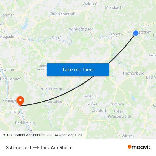 Scheuerfeld to Linz Am Rhein map