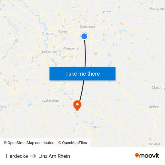 Herdecke to Linz Am Rhein map