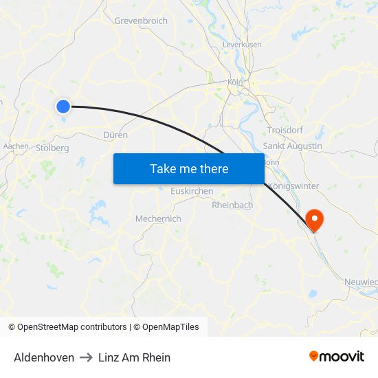 Aldenhoven to Linz Am Rhein map