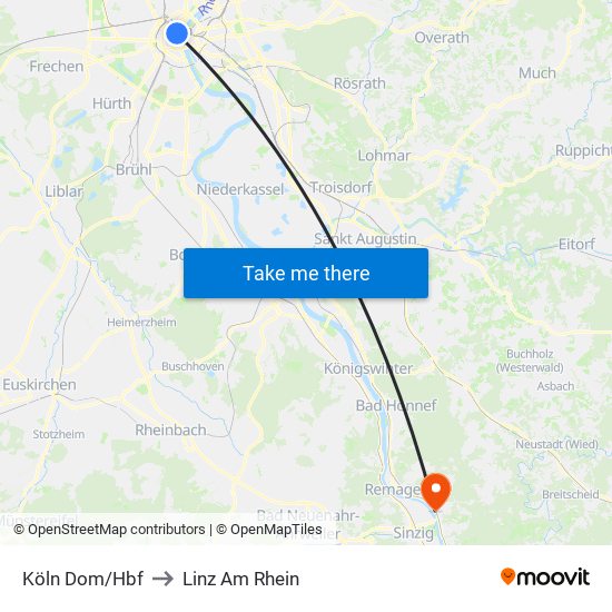 Köln Dom/Hbf to Linz Am Rhein map